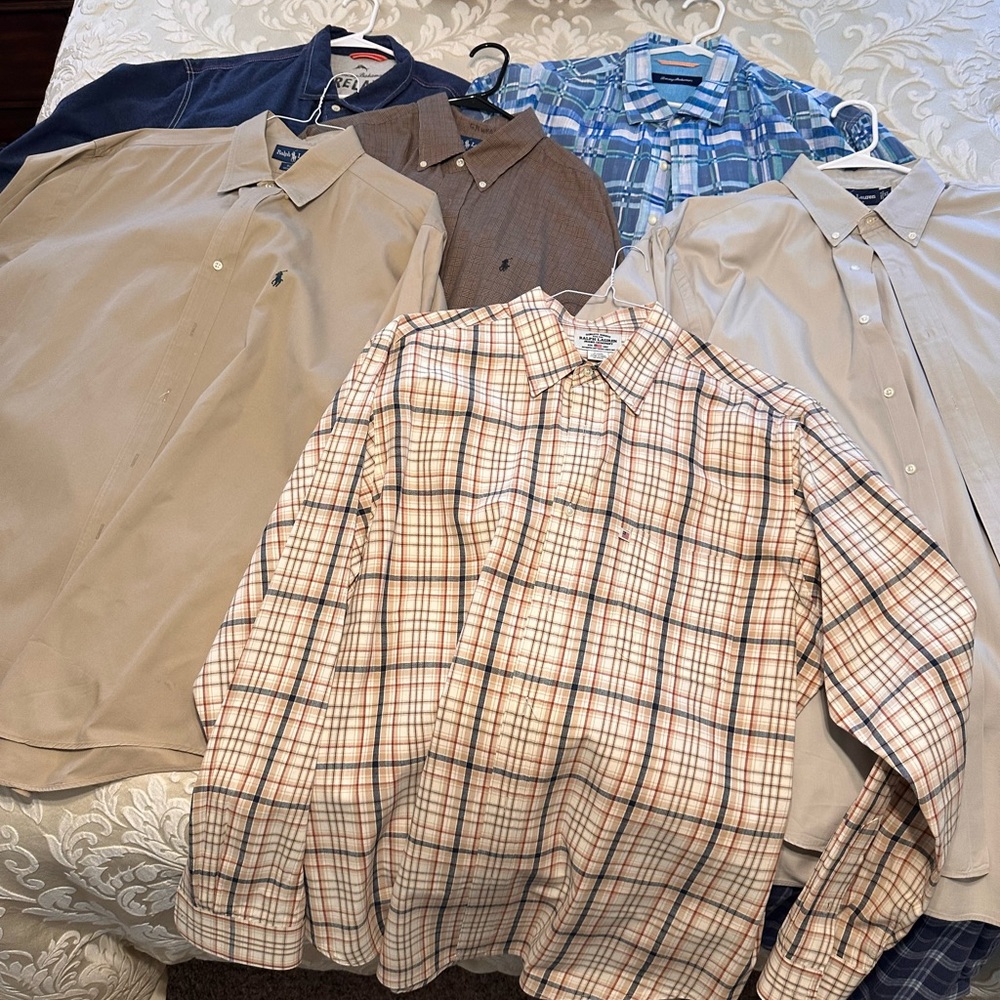 Lot of 6 Men’s button down shirts. Ralph Lauren and Tommy Bahama XL-XXL